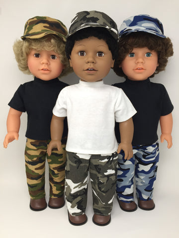 18 inch boy doll clothes - pants outfit - camo - 3 choices