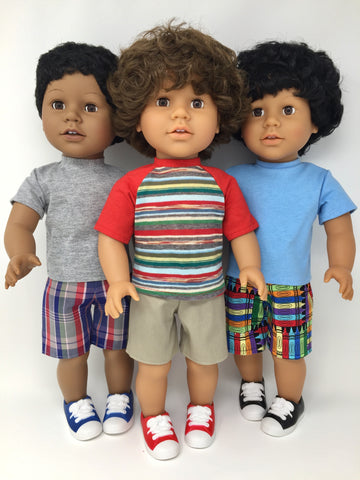 18 inch boy doll clothes - shorts outfits - 3 choices