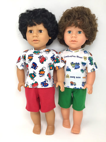 18 inch boy doll clothes - pjs shorts set - 2 choices