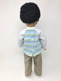 18 inch boy doll clothes - pants outfit - khaki pants and striped shirt